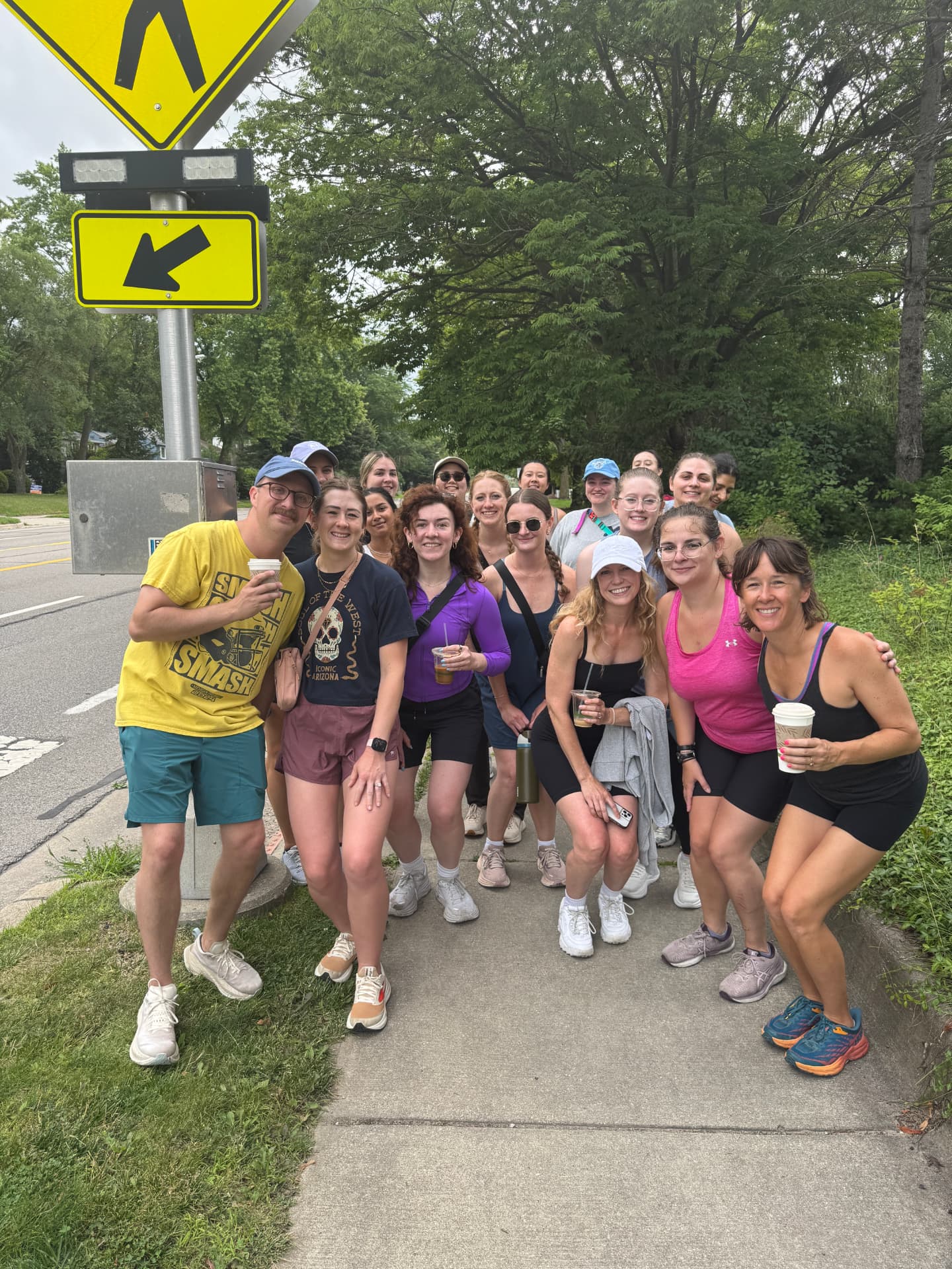 Members gathered for Summer Walk Club with coffee